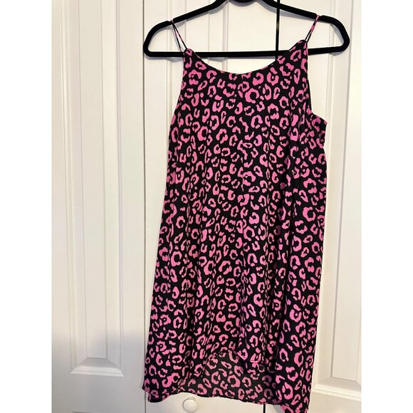 Pink & Black Leopard Print Sleeveless Swing Dress With Adjustable Straps NEW S - Picture 6 of 9